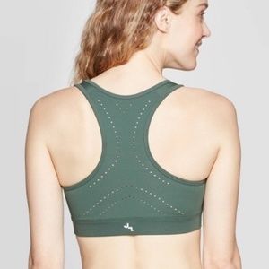 Joylab green laser cut racer back sports bra